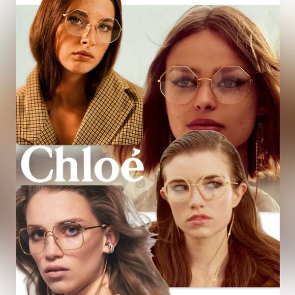 CHLOE 52mm frames Khaki green Mod Rectangle Full Plastic Rim filigree metal arms - Picture 16 of 16